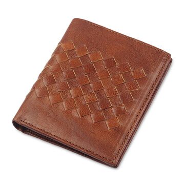 Ekphero Men Genuine Leather Vintage Multiple Card Slots Wallet Portable Purse
