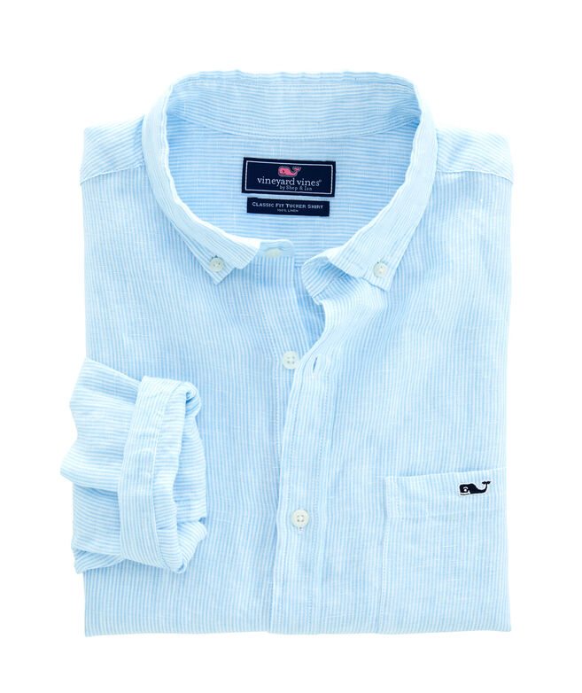 Linen Stripe Classic Tucker Shirt