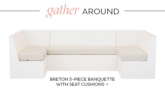 Breton 5-Piece Banquette with Seat Cusions