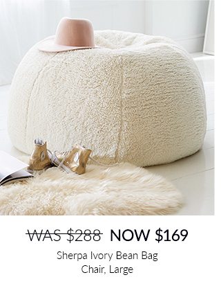 SHERPA IVORY BEAN BAG CHAIR, LARGE