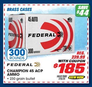 Federal Champion 45 ACP 300 Rounds