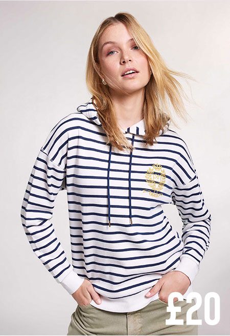 Cream Striped Hooded Jumper