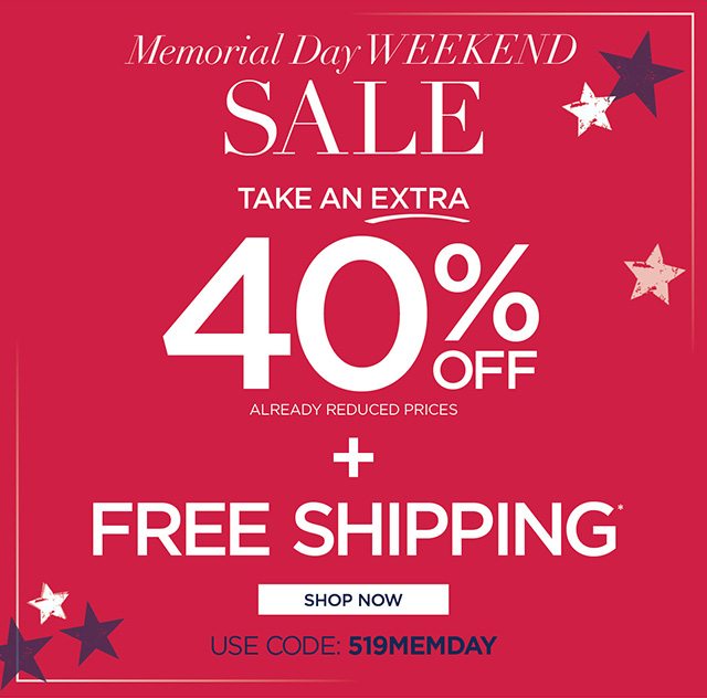 Memorial Day Weekend Sale - code: 519MEMDAY