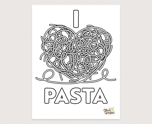 "I ♥ pasta" coloring sheet