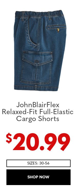 JohnBlairFlex Relaxed-Fit Full-Elastic Cargo Shorts