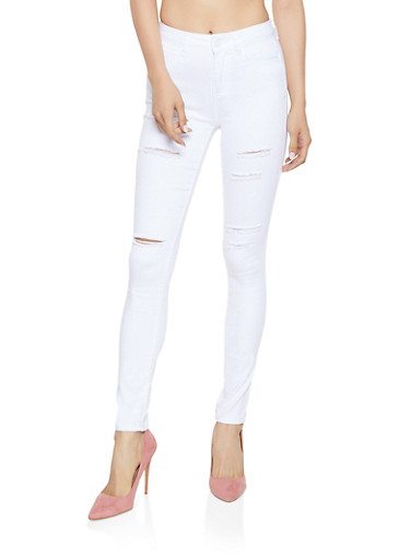 WAX Distressed High Waisted Skinny Jeans