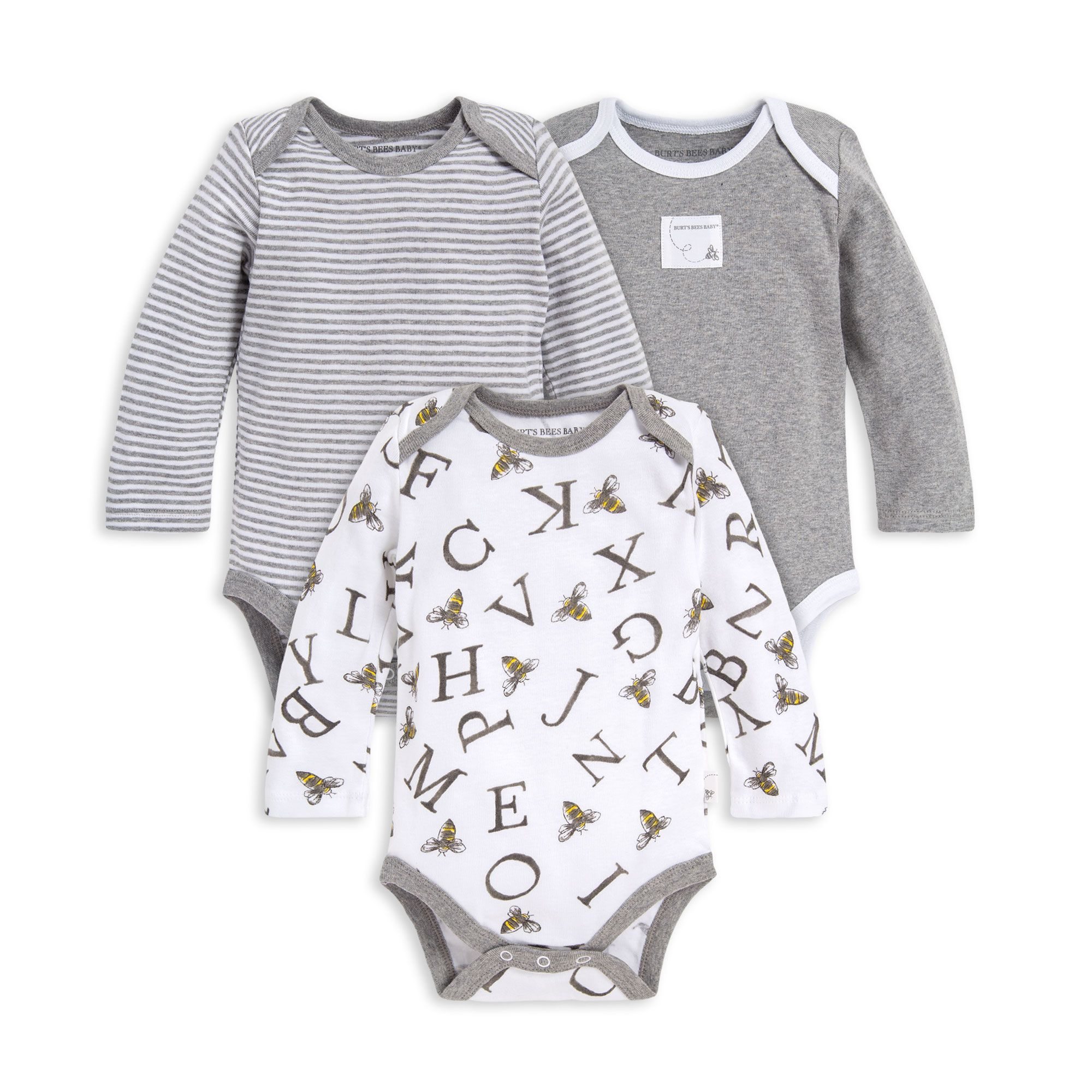 A-Bee-C Organic Baby 3 Pack Long Sleeve Bodysuits