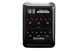 Aduro 6-Outlet Charging Station Surge Protector w/ 2x USB Charging Ports