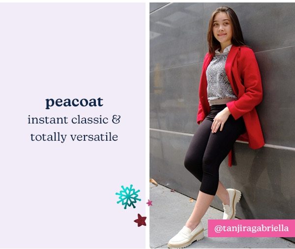 Peacoat. Instant classic & totally versatile. Model wearing evsie clothing. @tanjiragabriella