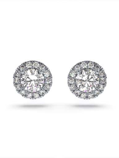 Swarovski Created Diamonds Collection Signature stud earrings Diamond TCW 0.75 carat, Center Stone 0.30 carat each, 14K white gold