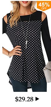 Polka Dot Print Cold Shoulder Blouse