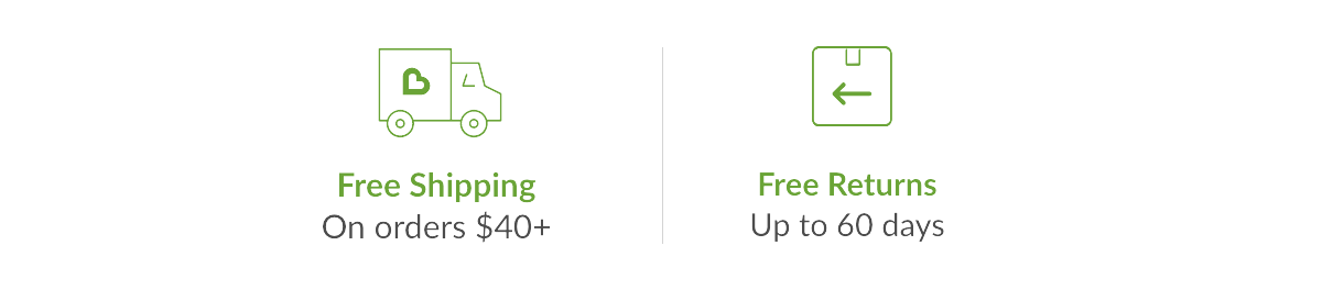 Free shipping on orders over $40 + Free returns