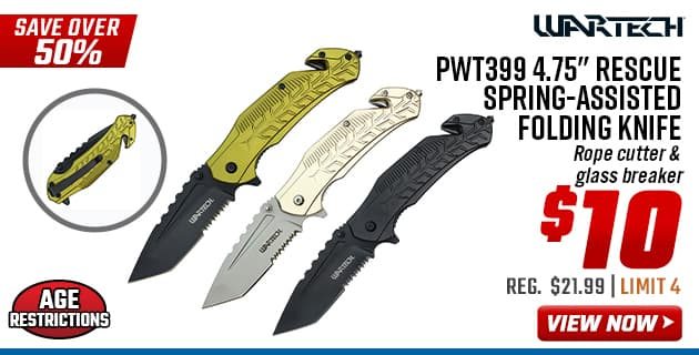 Wartech PWT399 4.75'' Rescue Spring-Assisted Folding Knife