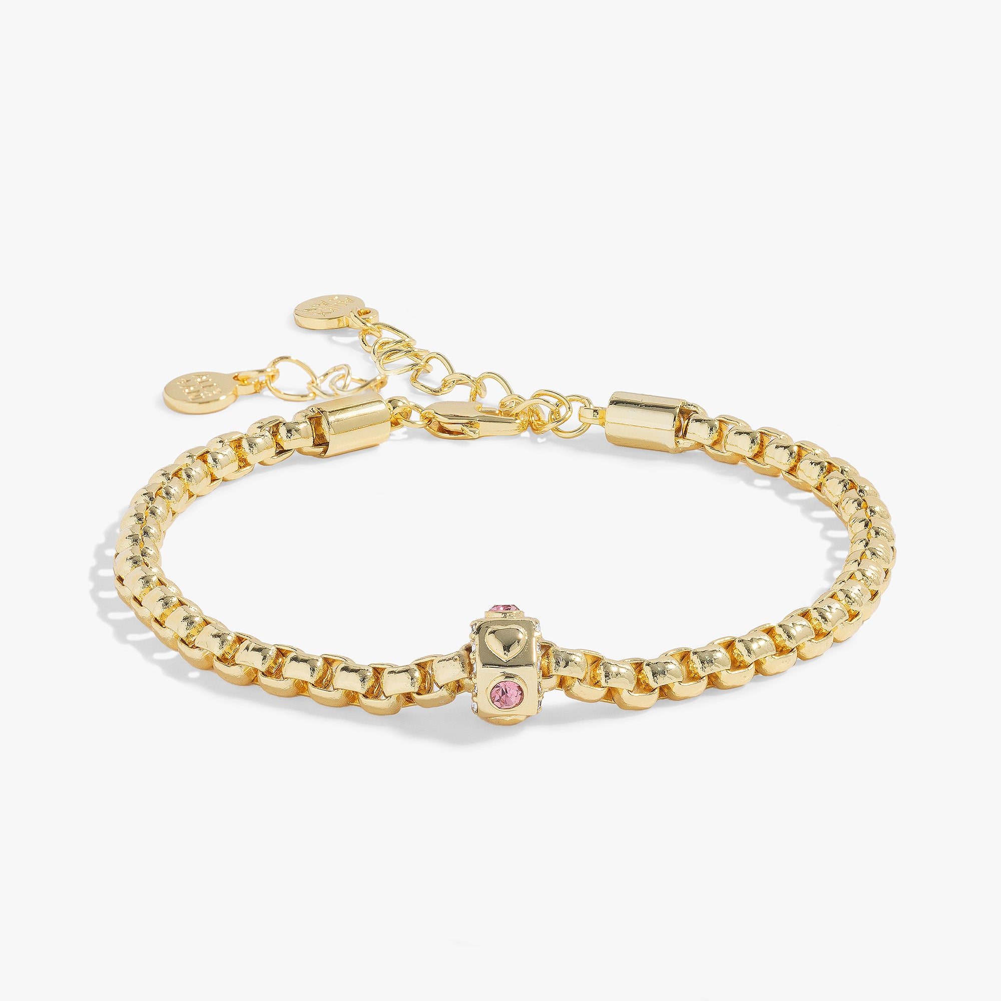 Image of Heart and Crystal Chain Bracelet