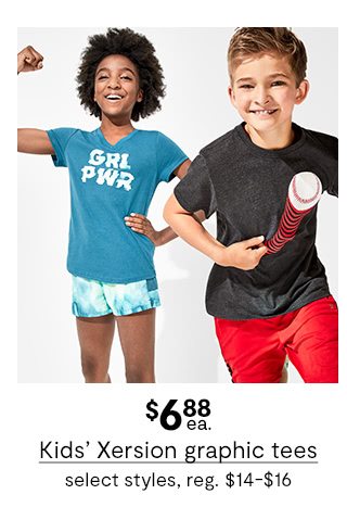 $6.88 each Kids' Xersion graphic tees, select styles, regular price $14 to $16