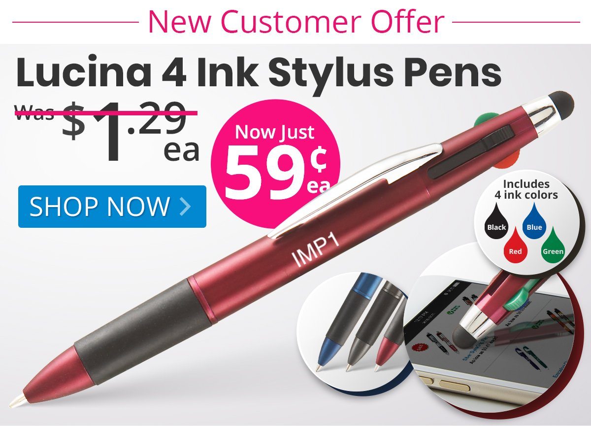 Lucina 4 Ink Stylus Pens for only 59¢ each!