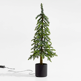 Faux Potted Slim Alpine Pre-Lit LED Tree