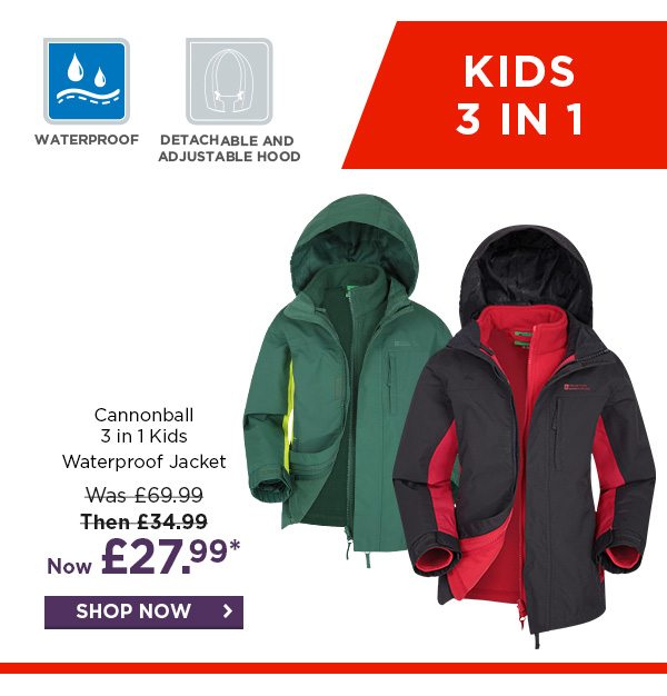 Cannonball 3 in 1 Kids Waterproof Jacket