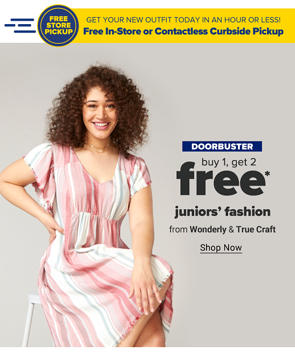 Doorbuster - Buy 1, get 2 free juniors' fashion from Wonderly & True Craft. Shop Now.