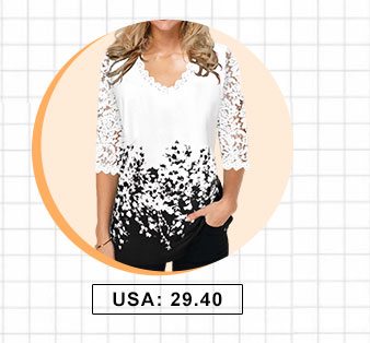 Lace Detail Floral Print Contrast Panel T Shirt