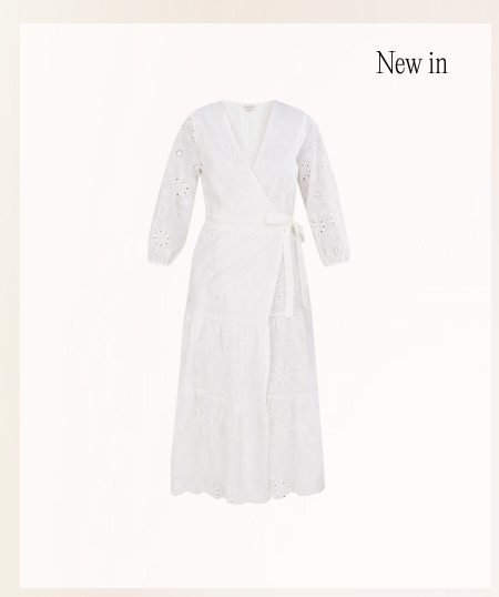 Bryony broderie midi dress in sustainable cotton ivory