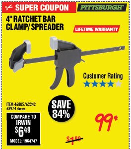 4 in. Ratcheting Bar Clamp/Spreader