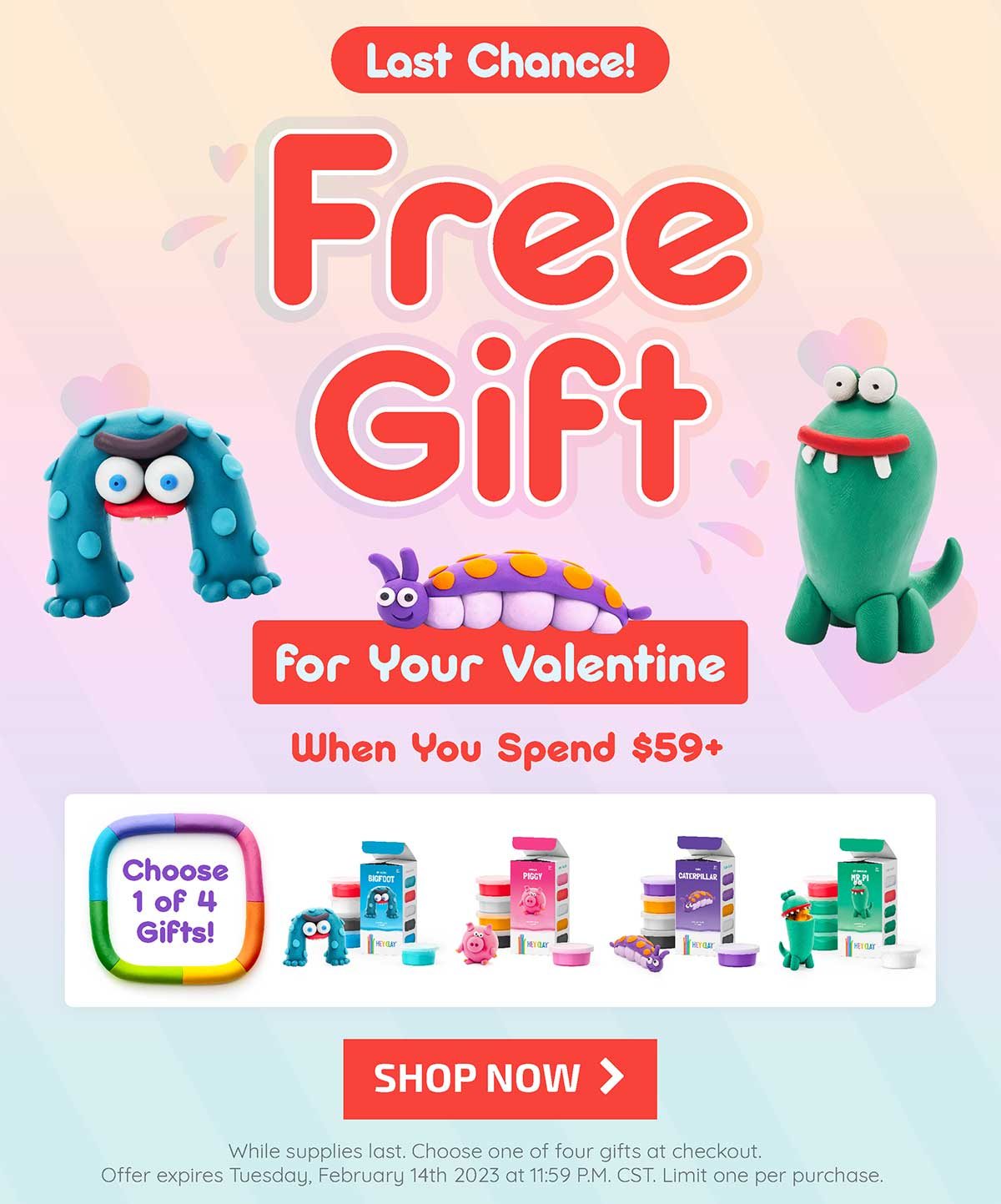 Last Chance! Free Gift for Your Valentine When you spend $59+!