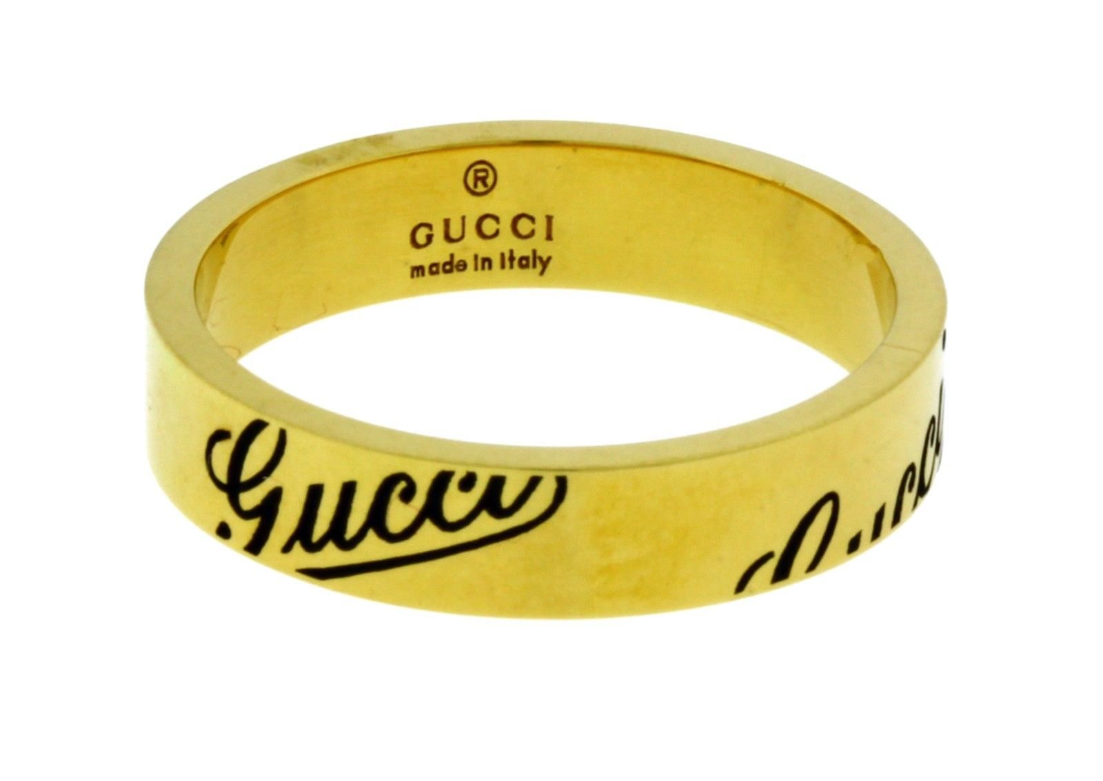 Image of Gucci 18K Yellow Gold Logo Band Ring