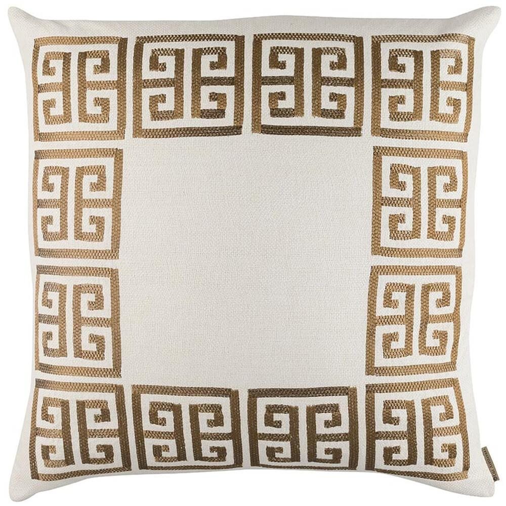 Image of Guy Euro Border PIllow, Ivory/Gold