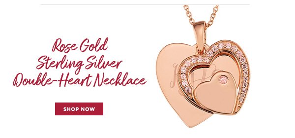 Rose Gold Sterling Silver Double-Heart Necklace