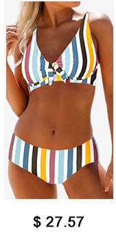 Underwire Mid Waist Multi Stripe Bikini Set