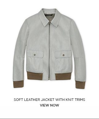 SOFT LEATHER JACKET WITH KNIT TRIMS.