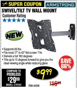 17 in. to 42 in. Swivel/Tilt TV Wall Mount - Small TV