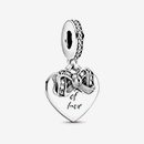 Bow & Love Heart Dangle Charm