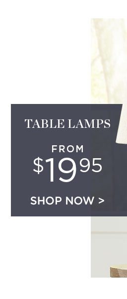 TABLE LAMPS - FROM $19.95 - SHOP NOW