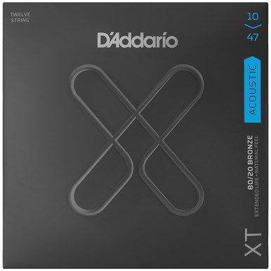 D'Addario XT Coated 80/20 Bronze Acoustic Guitar Strings XTABR1047-12 12-String Light 10-47