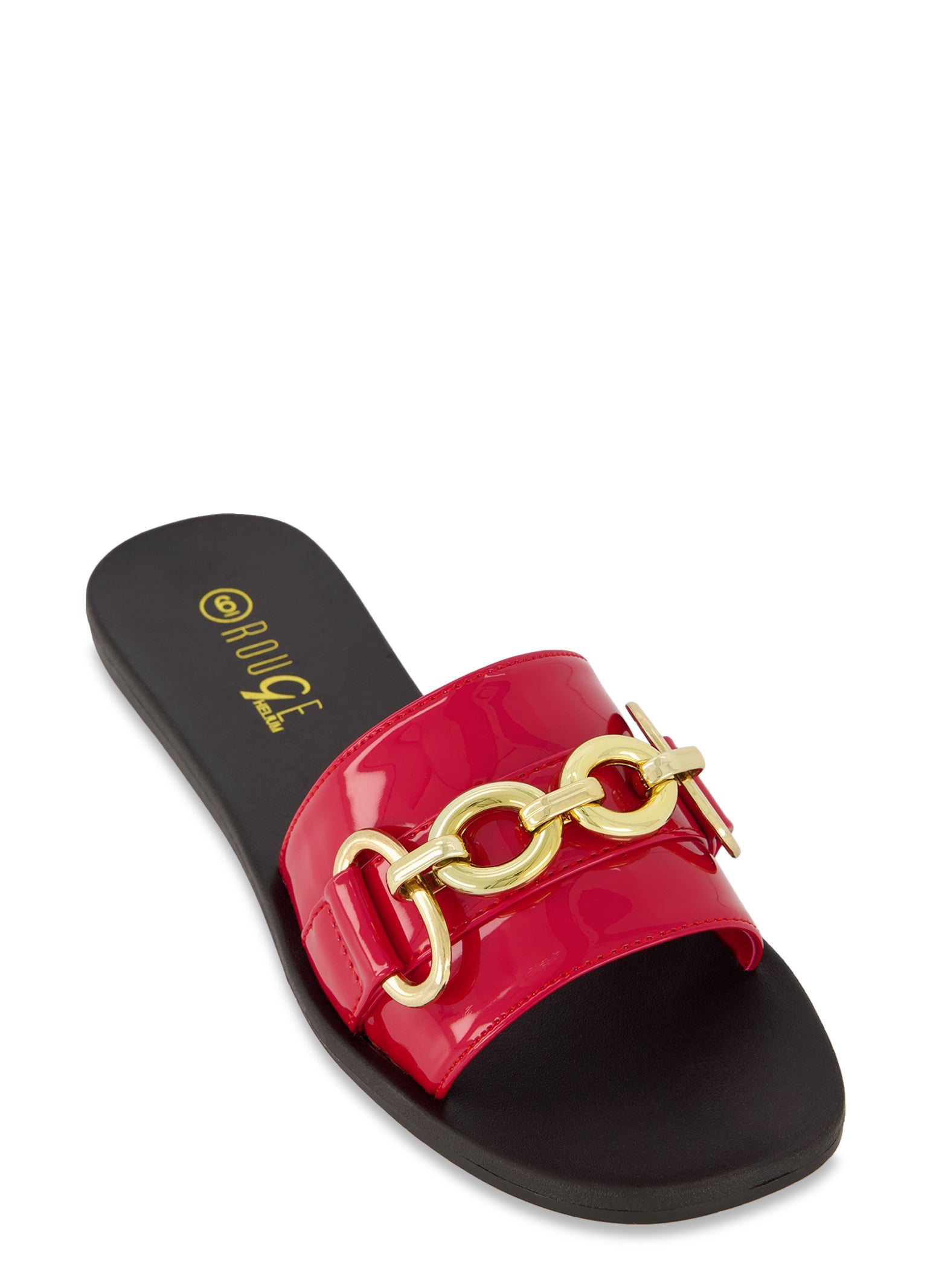 Single Band Chain Detail Slide Sandals