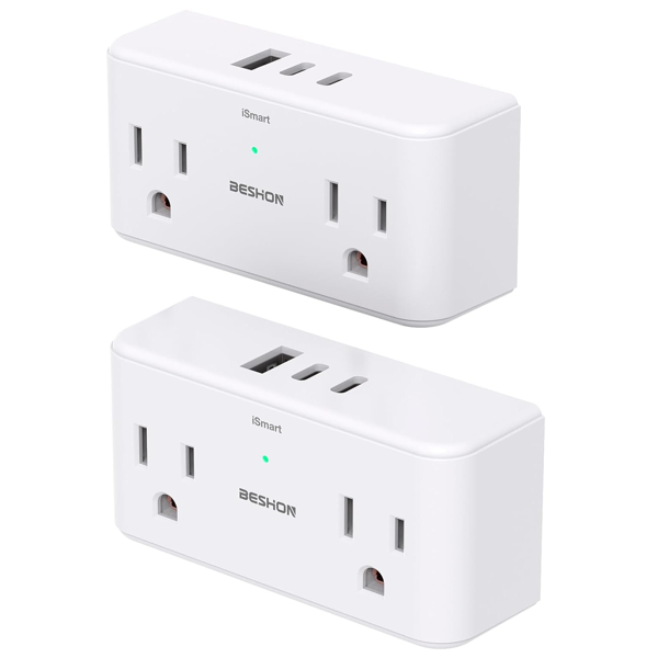 BESHON 【2 Pack】Multi Plug Outlet Splitte