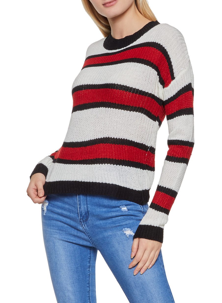 Long Sleeve Knit Striped Sweater