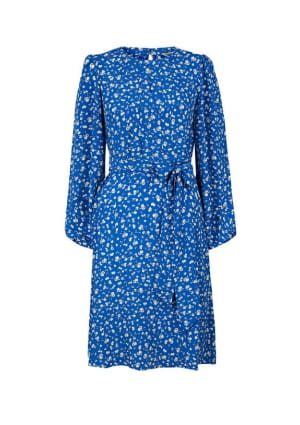 Marty floral print dress in sustainable viscose blue