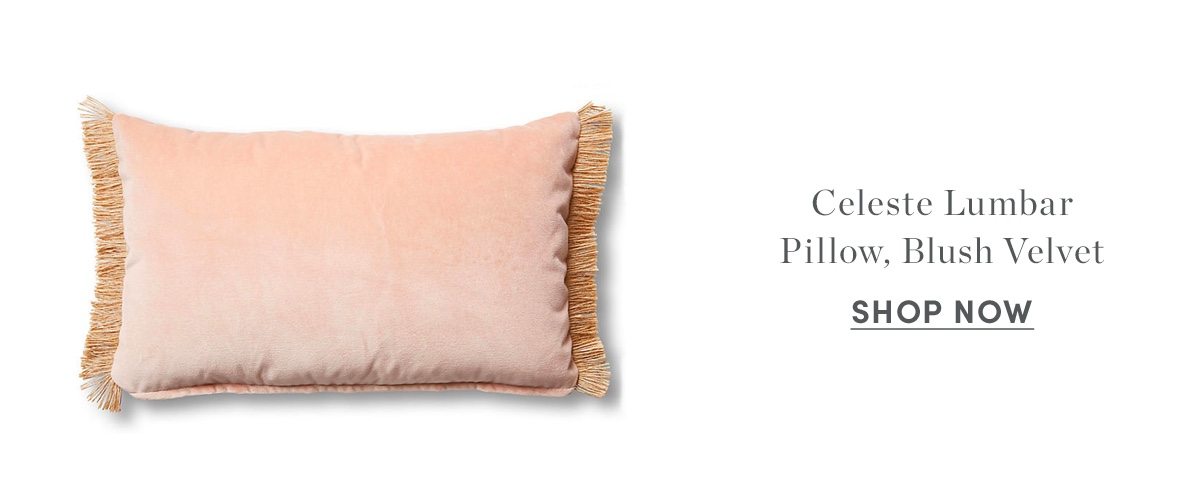Celeste lumbar pillow, blush velvet