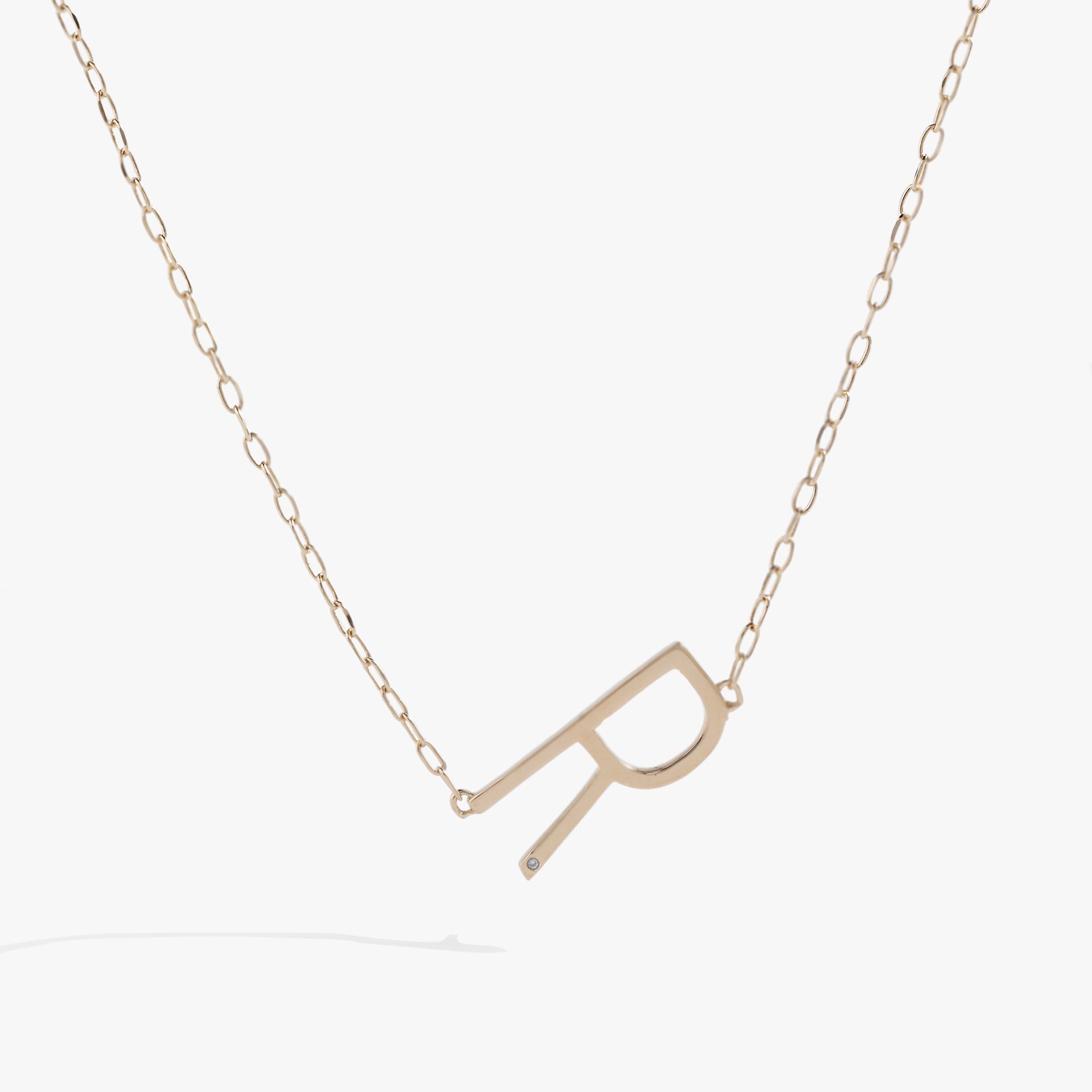 Image of Initial R Precious Elongated Necklace