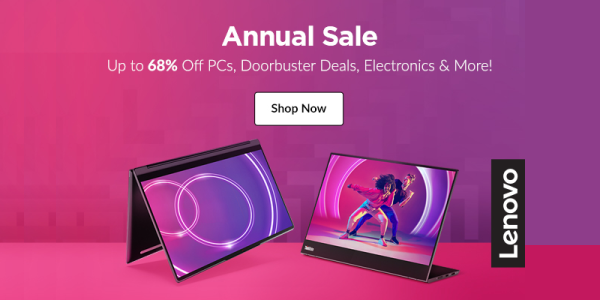 Lenovo: Annual Sale! Up to 68% Off PCs, Doorbuster Deals, Electronics & More