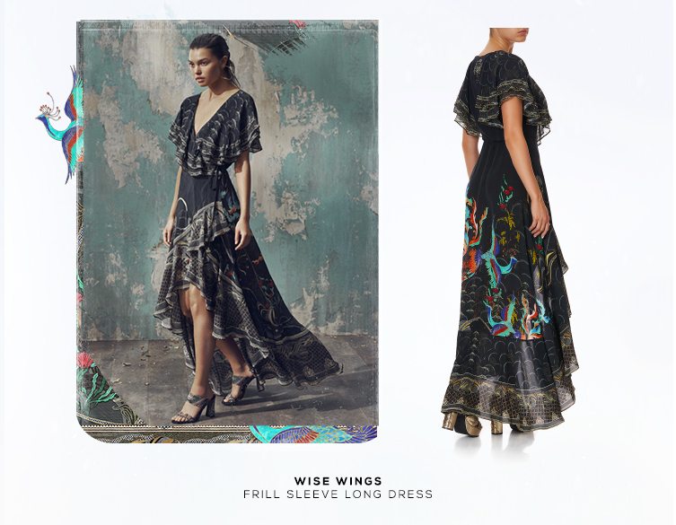 Shop Wise Wings Frill Sleeve Long Dress