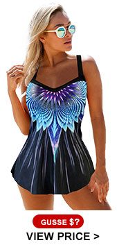Printed Spaghetti Strap Swimdress and Panty 