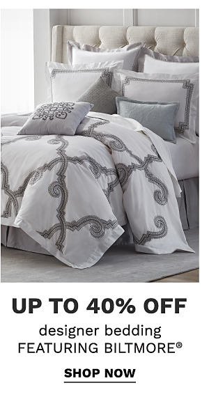 up to 40% off designer bedding featuring biltmore