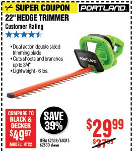 22 in. Electric Hedge Trimmer