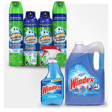 Windex Original Glass Cleaner or Scrubbing Bubbles Bathroom Combo Pack