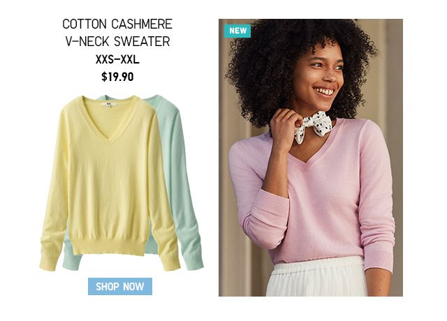 COTTON CASHMERE V-NECK SWEATER - SHOP NOW