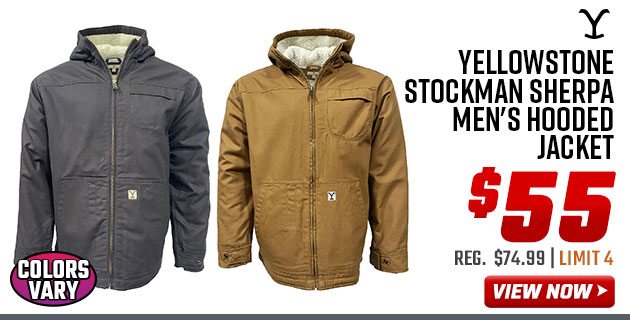 Yellowstone Stockman Sherpa Men's Hooded Jacket